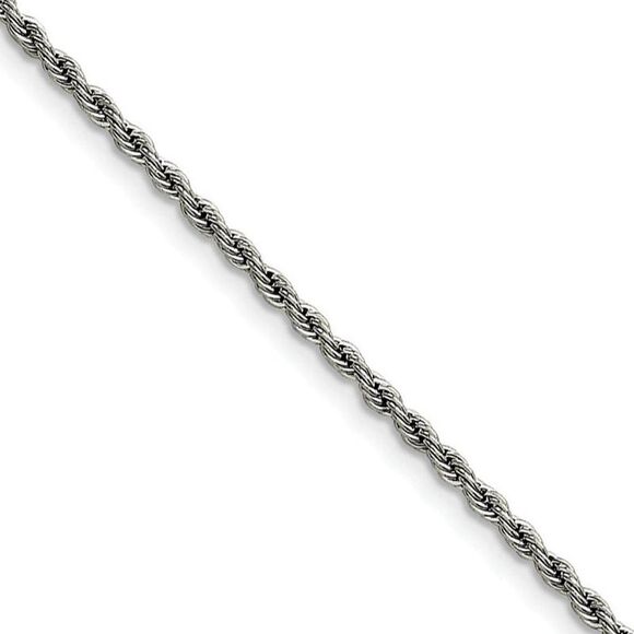2.3mm Stainless Steel Rope Chain Necklace, 22 Inch